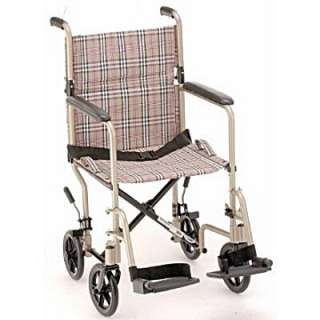 NOVA Brown Tan Plaid Lightweight Transport Wheelchair  