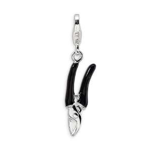  Sterling Silver 3D Enameled Pruning Shears Charm Jewelry