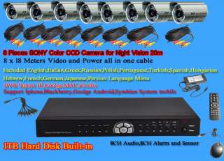 CCTV Security SONY CCD Cameras 8Ch Network DVR System  