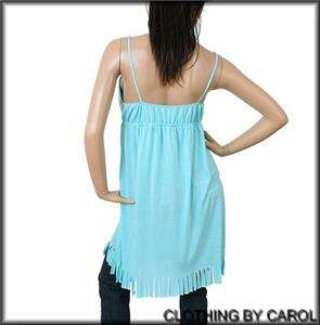 Womens Aqua Blue Summer Spaghetti Strap Top/Dress 1X Fits Juniors L 