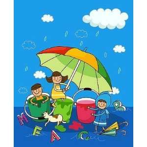  Two Girls and a Boy under an Umbrella in the Rain   Peel 