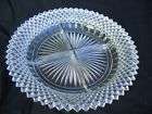 VTG PRESSED GLASS DIVIDED PLATE RELISH TRAY CANDY DISH