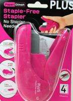STAPLE FREE STAPLER   PINK   great for scrapbooking  