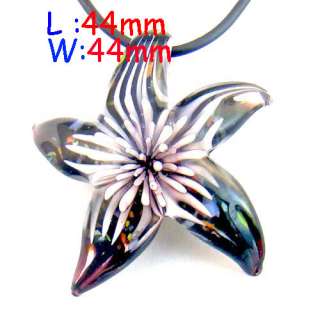   Flower Murano Lampwork Glass Starfish Pendant Chain Necklace  