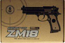 CYMA ZM18 Metal Airsoft Spring Pistol Colt M9 Beretta Gun FPS 265 