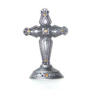  Small Religious Cross With Orange Stones 