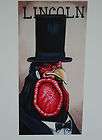 abe lincoln rooster with black stove pipe top hat great