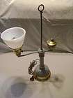 Vintage Blue & Brass Student Desk Table Lamp 24 Tall W
