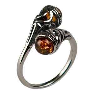  Baltic Honey Amber and Sterling Silver Filigree Ring Sizes 