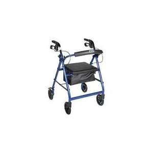  Rollator 4 Wheel with Pouch & Padded Seat Black Health 