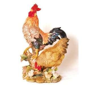  Rooster,hens & chickens statue Figurine 17.5 Kitchen 