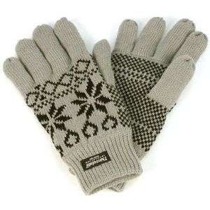   Snowflake Thinsulate 40gram Lined 3M Knit Snow Ski Gloves Gray M/L