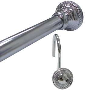  Adjustable Shower Curtain Rod With Matching Hooks   Chrome 