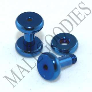 0497 Blue Screw on Tunnels 10 Gauge 10G 2.5mm Ear Plugs  