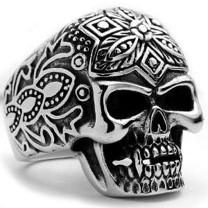   Stainless Steel Casted Skull Tribal Biker Ring Size 9 Jewelry