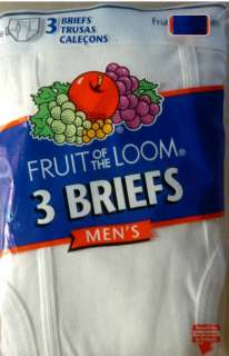 Mens Fruit of the Loom White BRIEFS Underwear LARGE  
