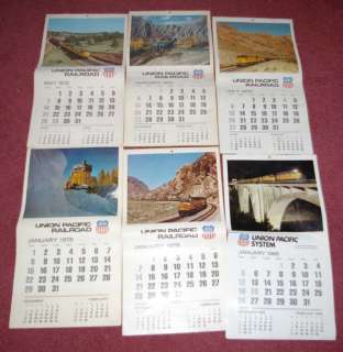 1970s Union Pacific Railroad Calendars Complete  