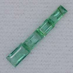 17CT.4pcs.OF NATURAL LIGHT GREEN ZAMBIAN NATURAL EMERALD RECTANGLE 