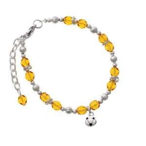   Soccerball Yellow Czech Glass Beaded Charm Bracelet [Jewelry] Jewelry