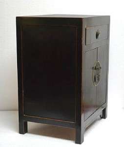 Simple Chinese Black Lacquer Side Table Chest JU08 03  