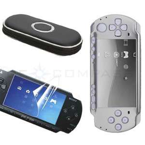 Silver Skin Case+ Black Bag+ Screen Protector For Sony PSP 3000  