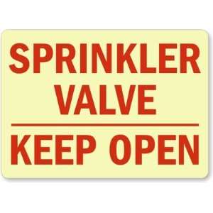  Sprinkler Valve Keep Open (red on white) Glow Vinyl Sign 