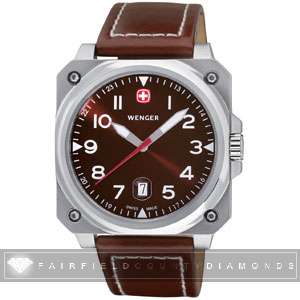 Wenger Mens Aerograph Cockpit Brown Leather Watch 72423  