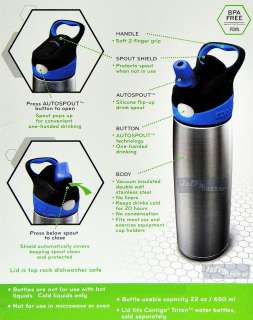 CONTIGO BPA Free Travel Eco DRINK WATER Bottle Thermos Stainless Steel 