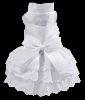   Pet Dress Blouse Costume ELEGANT WHITE PINK WEDDING DRESS  