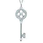 diamond clover key pendant necklace in 14k white gold one