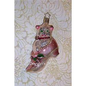  Inge glas of Germany Christmas Ornament Kitten in Shoe 