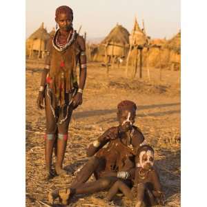  Karo Women with Child Wearing Traditional Goatskin Dress 