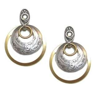  Richardson Tri Color Brass Plated Multi Hoop Dangle Post Earrings 