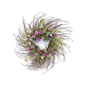   Pansy & Lavender Purple Artificial Trumpet Flower Wreaths 24   Unlit