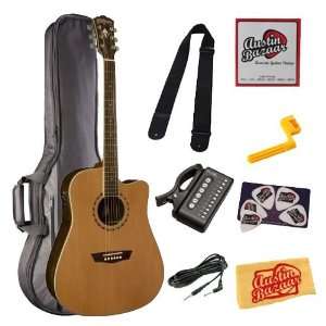  Washburn WD21SCE Dreadnought Cutaway Acoustic Electric Guitar 