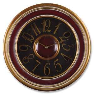    UT06786   Antique Gold and Red Wood Wall Clock