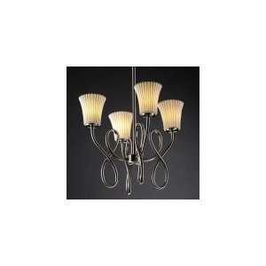   Light Single Tier Chandelier in Brushed Nickel with Waterfall glass
