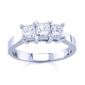  Carat Three Stone Princess Cut Diamond 14k White Gold Engagement Ring