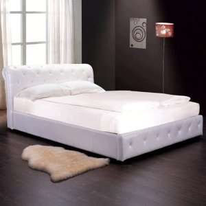 Abbyson Living Davina Collection Faux Leather Queen Bed in White 