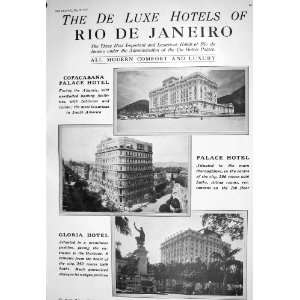  1930 DE LUXE HOTELS RIO DE JANEIRO  BRAZIL RIVER 