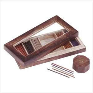  Zen Incense Set in Wood and Glass Box 