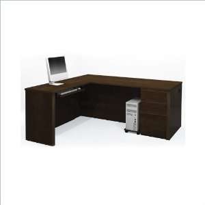   Prestige + L Shape Wood Computer Desk in Chocolate